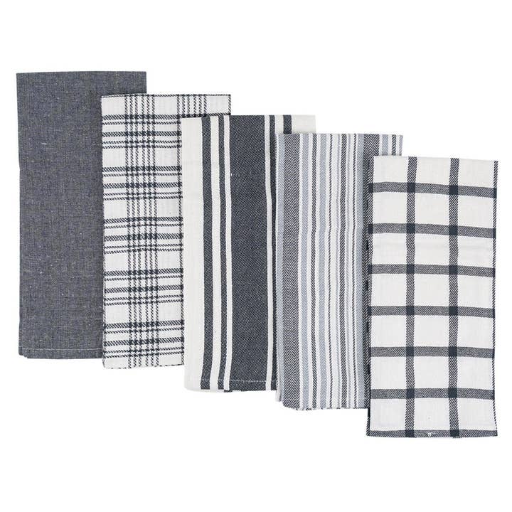 DISH TOWEL 5PC GRAY ASST for wholesale by Deluxe Import Trading
