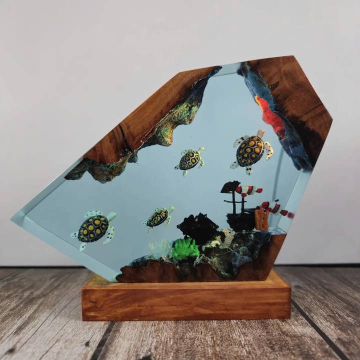 Merchemy - Wholesale Night Light - Turtle Sunken Boat Ocean Resin Lamp Underwater Night Light3