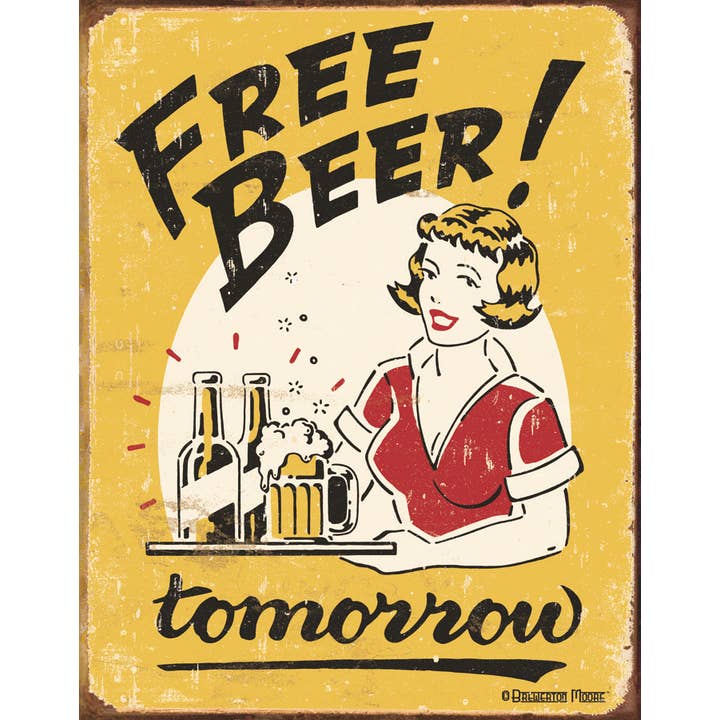Moore - Free Beer Tin Sign for wholesale by Desperate Enterprises