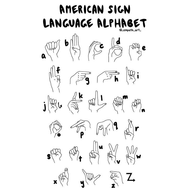 "ASL Alphabet" Sticker for wholesale by Empath Art