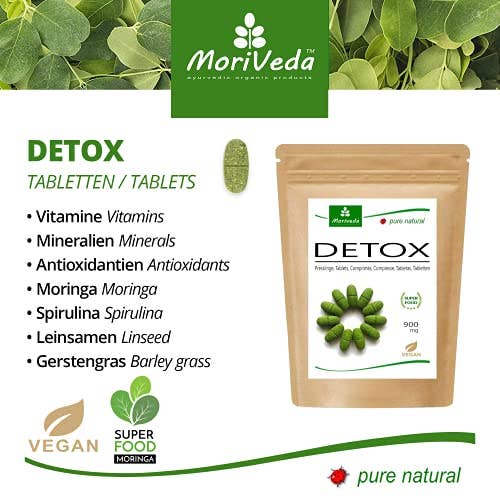 AMTEC Trading GmbH - Wholesale Oral Supplement/Vitamin - MoriVeda® Moringa Detox Tablets 900 mg Vegan Pack of 1201