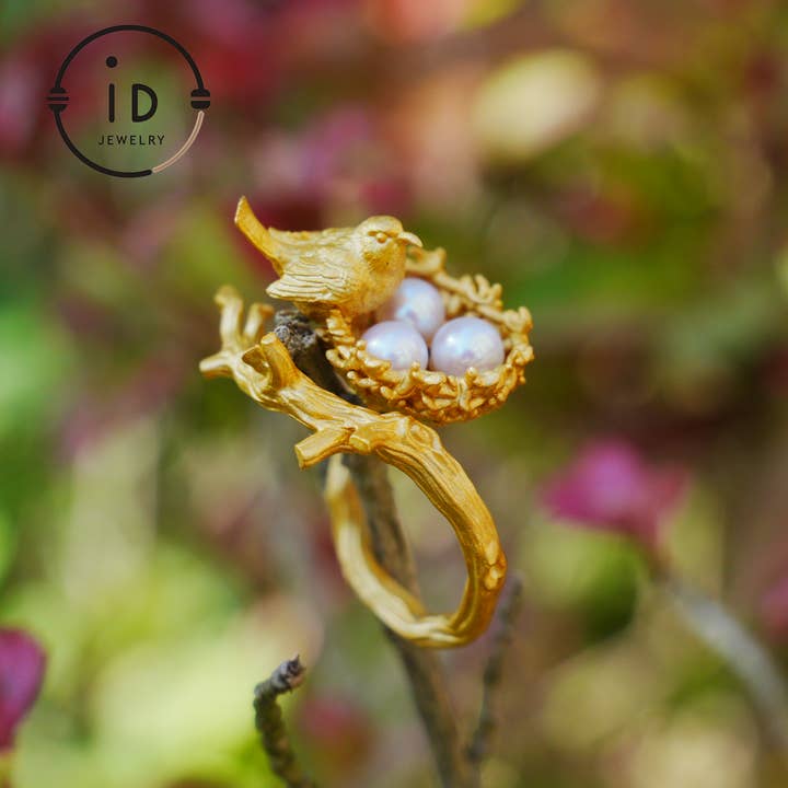 Bague ajustable en perles en argent oxydé ou en argent plaqué or 925, design de branche, bijou de conte de fées, cadeau pour elle, fête des mères, anniversaire. pour la vente par idjewelry