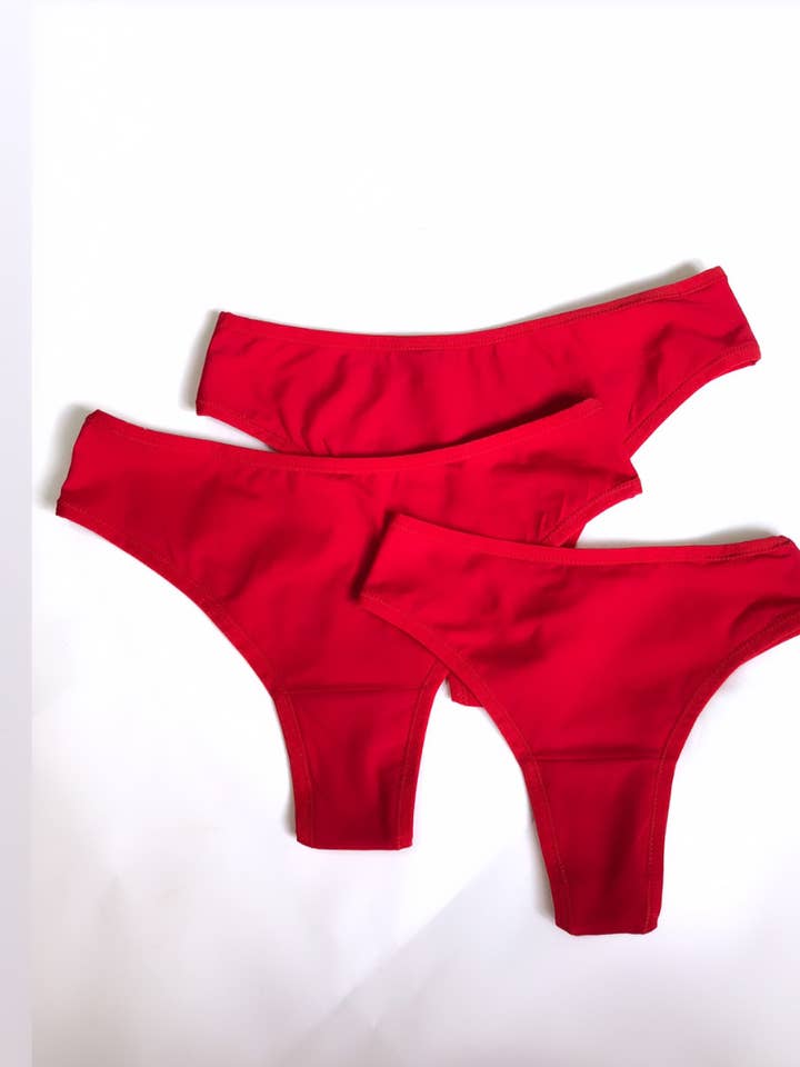 thong panty set cotton red for wholesale by DaLingerie