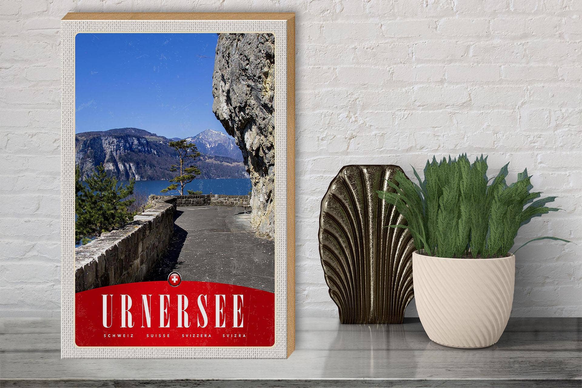Femer - Wholesale Sign - Wooden sign 30x40cm Urnersee Switzerland mountains nature trees2