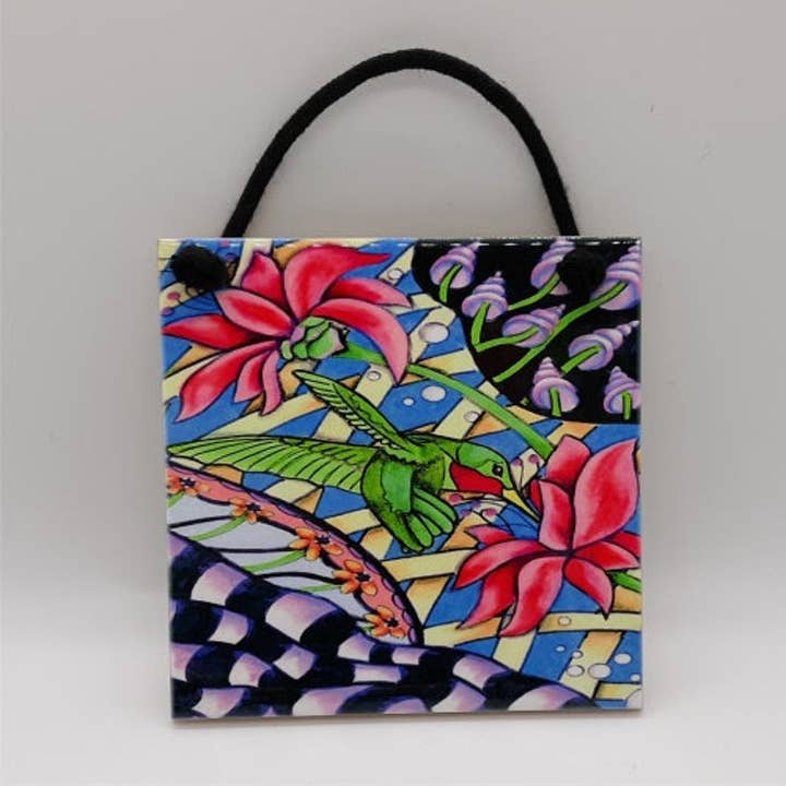 Hummingbird's Journey Ceramic Tile for wholesale by Florida Vibes Art / Mungo Key Designs