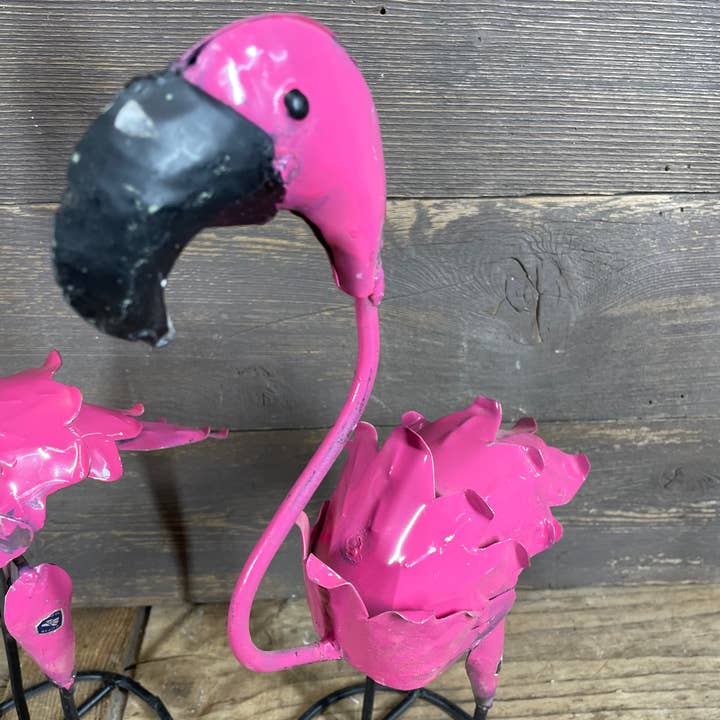 My Amigos Imports - Wholesale Outdoor Ornament/Decor - Pink Flamingo-ER-Small-Metal-Garden-Yard Art-Small-6x9x15H