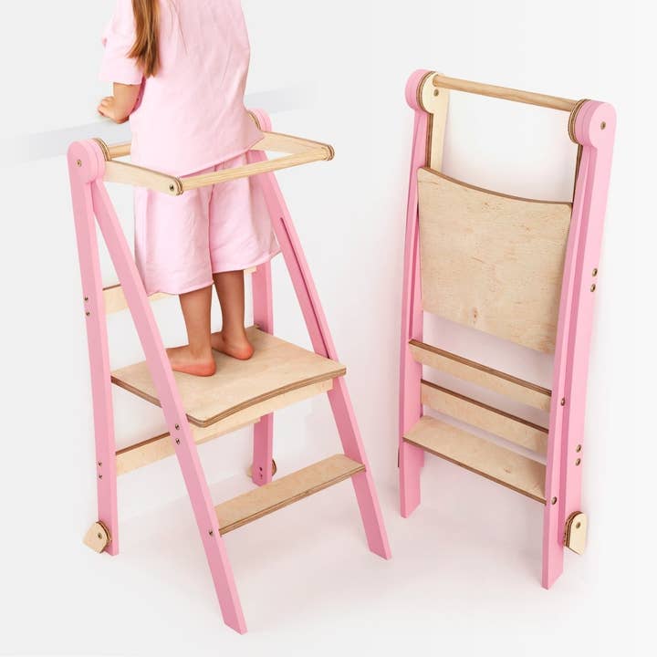 Helper Tower : Tabouret pliable multifonctionnel pour enfants - Rose pour la vente par Goodevas