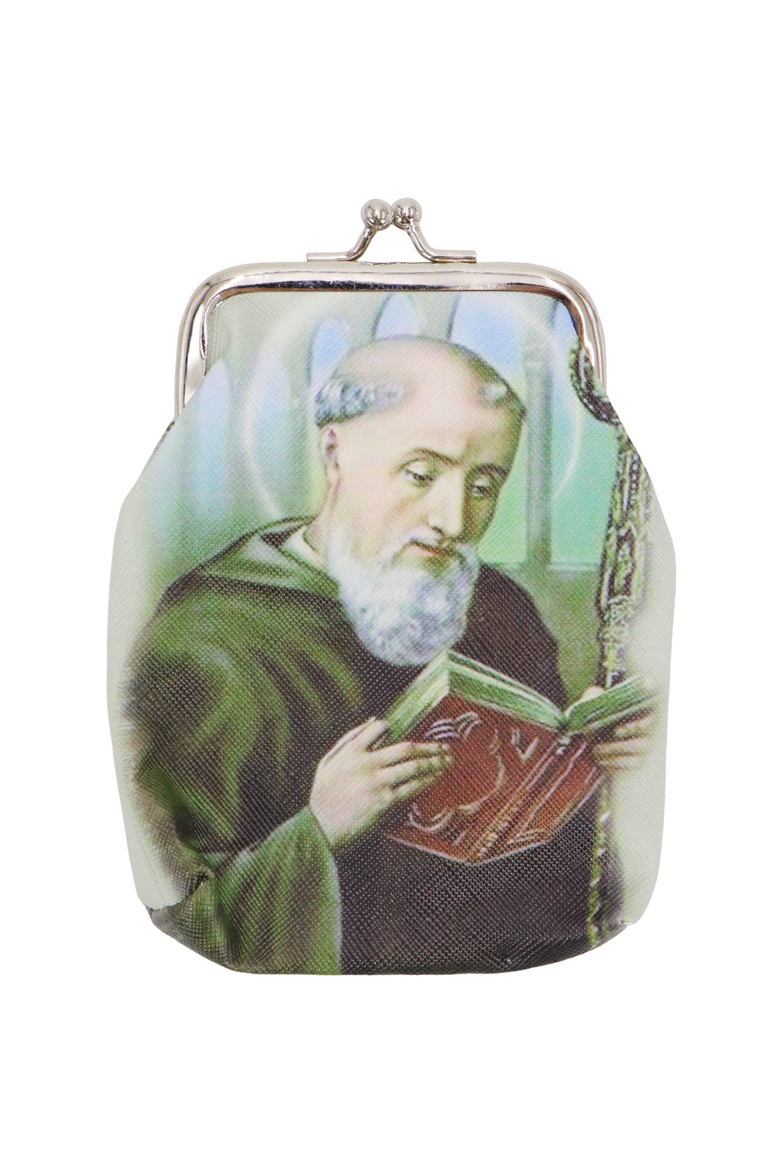 AS SHOWN Saint Benedict Tall Kiss-lock Coin Pouch Bag for wholesale on Faire1