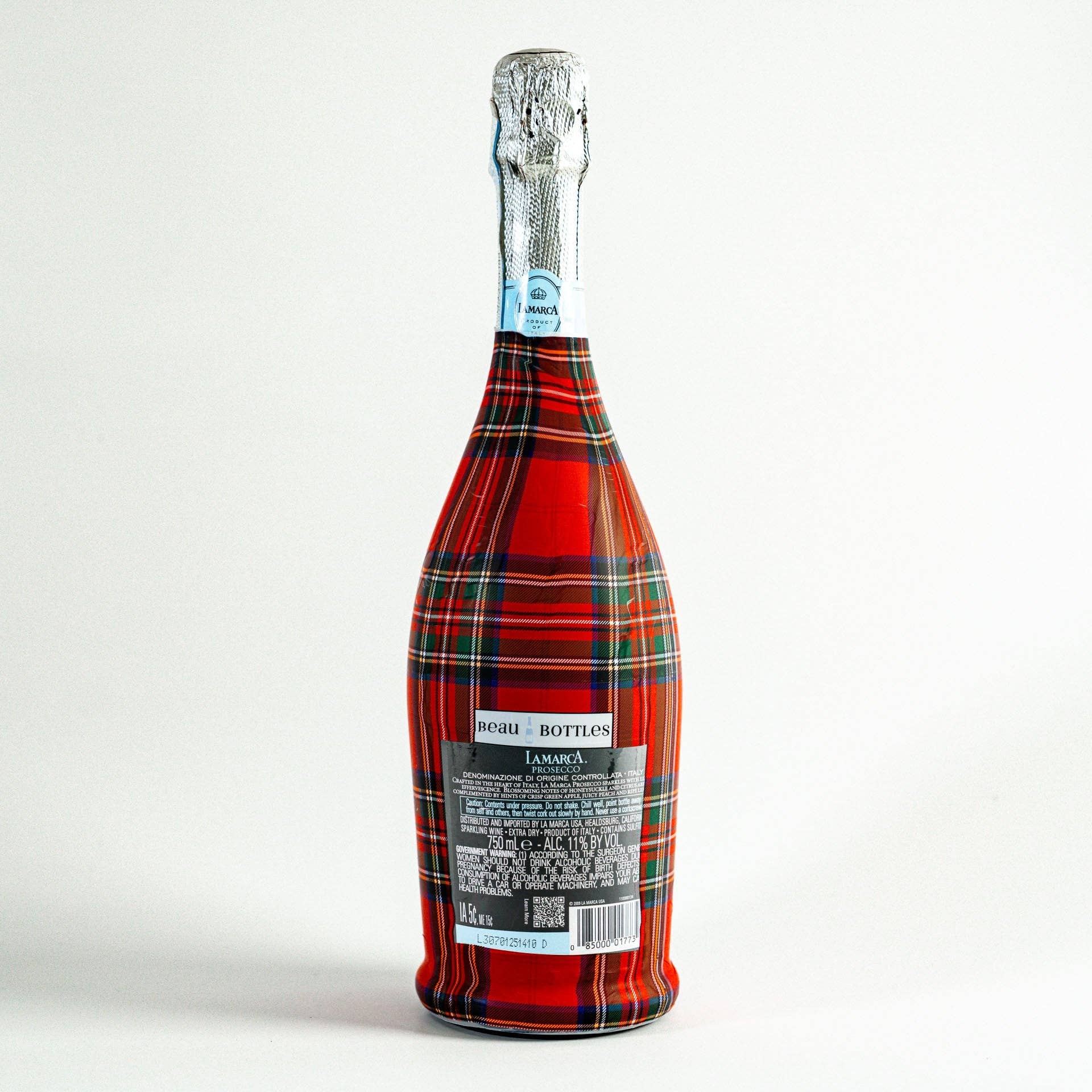 Beau Bottles – wholesale Wine gift bag – Beau Bottles Red and Green Christmas Tartan - Prosecco Collection3