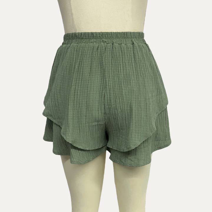 The Moment Collection - Wholesale Shorts - Women's - Actively Crinkled High-Waist Tiered Layers Mini Shorts 11