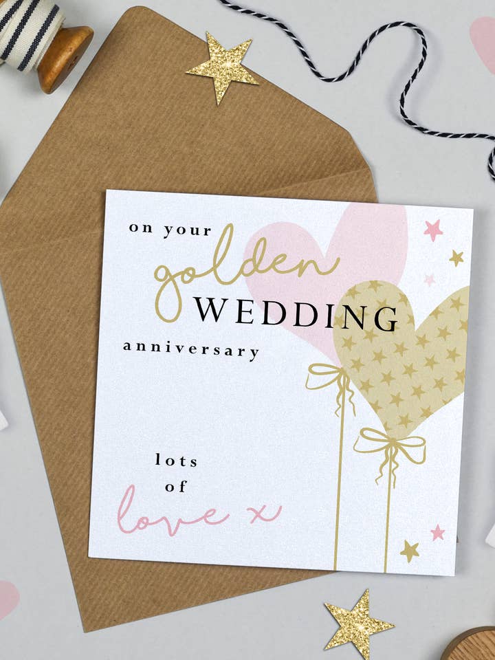 Palloncino a forma di cuore Anniversario di nozze d'oro per la vendita all'ingrosso da parte di Michelle Fiedler Design