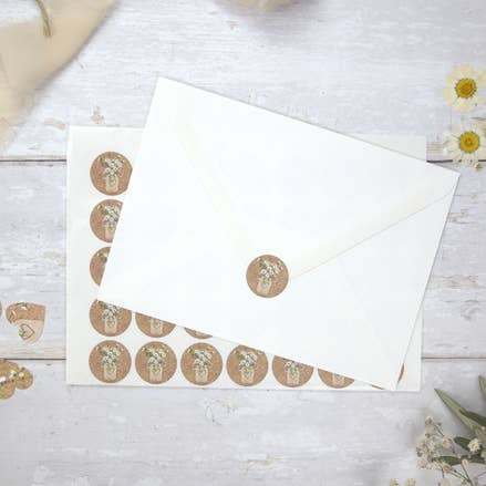 Dotty About Paper – wholesale Envelopes – Rustic Mason Jar Flowers - Wedding Envelope Seals2