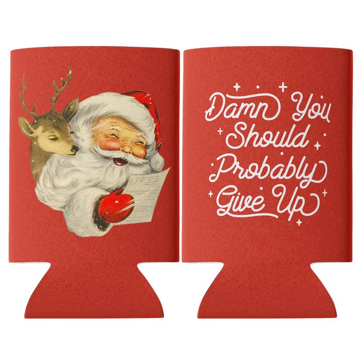 Barrel Down South - Wholesale Drink Huggers & Koozies - Funny Christmas Santa You Should Probably Give Up Can Cooler
