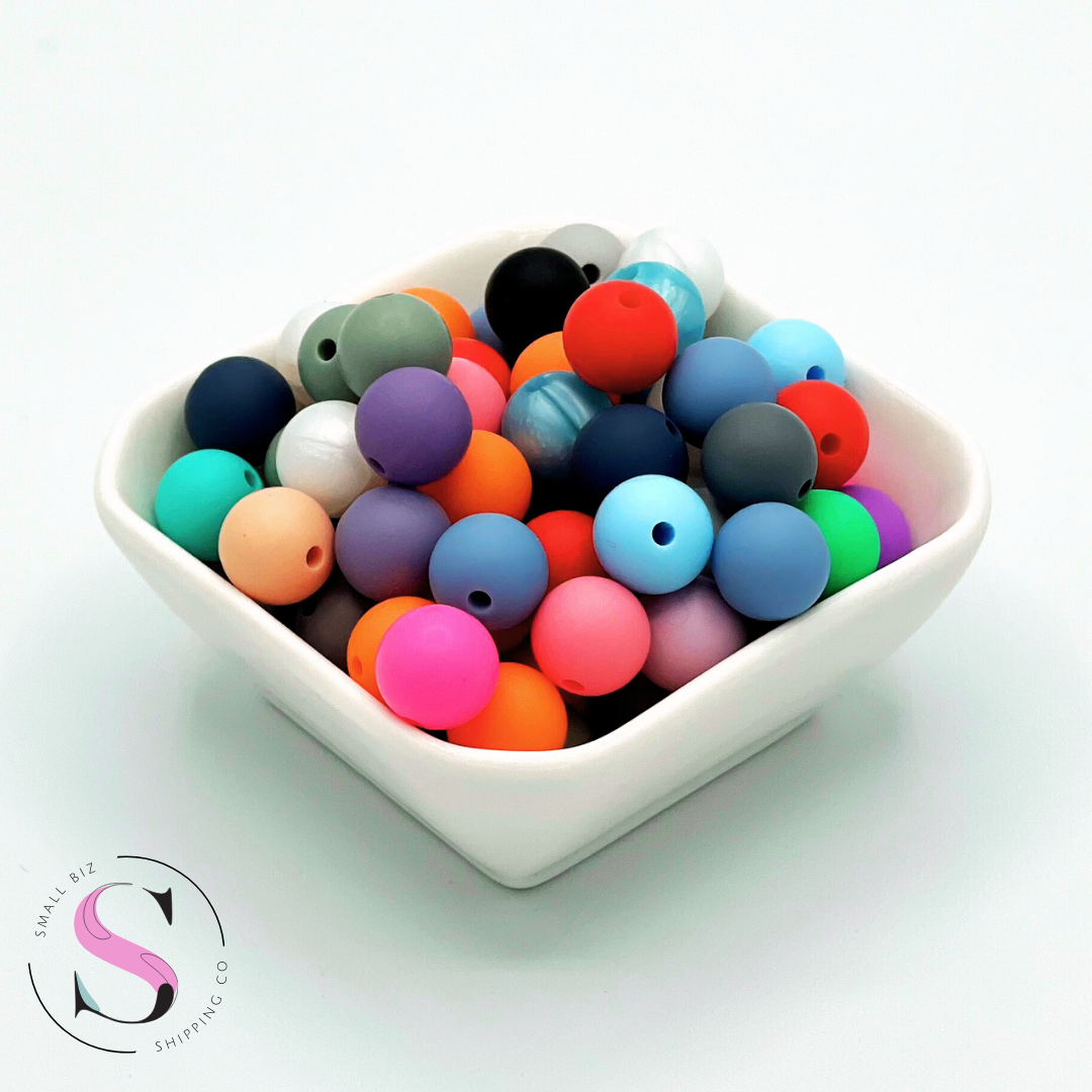 Small Biz Shipping Co - Wholesale Beads - Assorted Colors - 15mm Silicone Beads 10 Pack0
