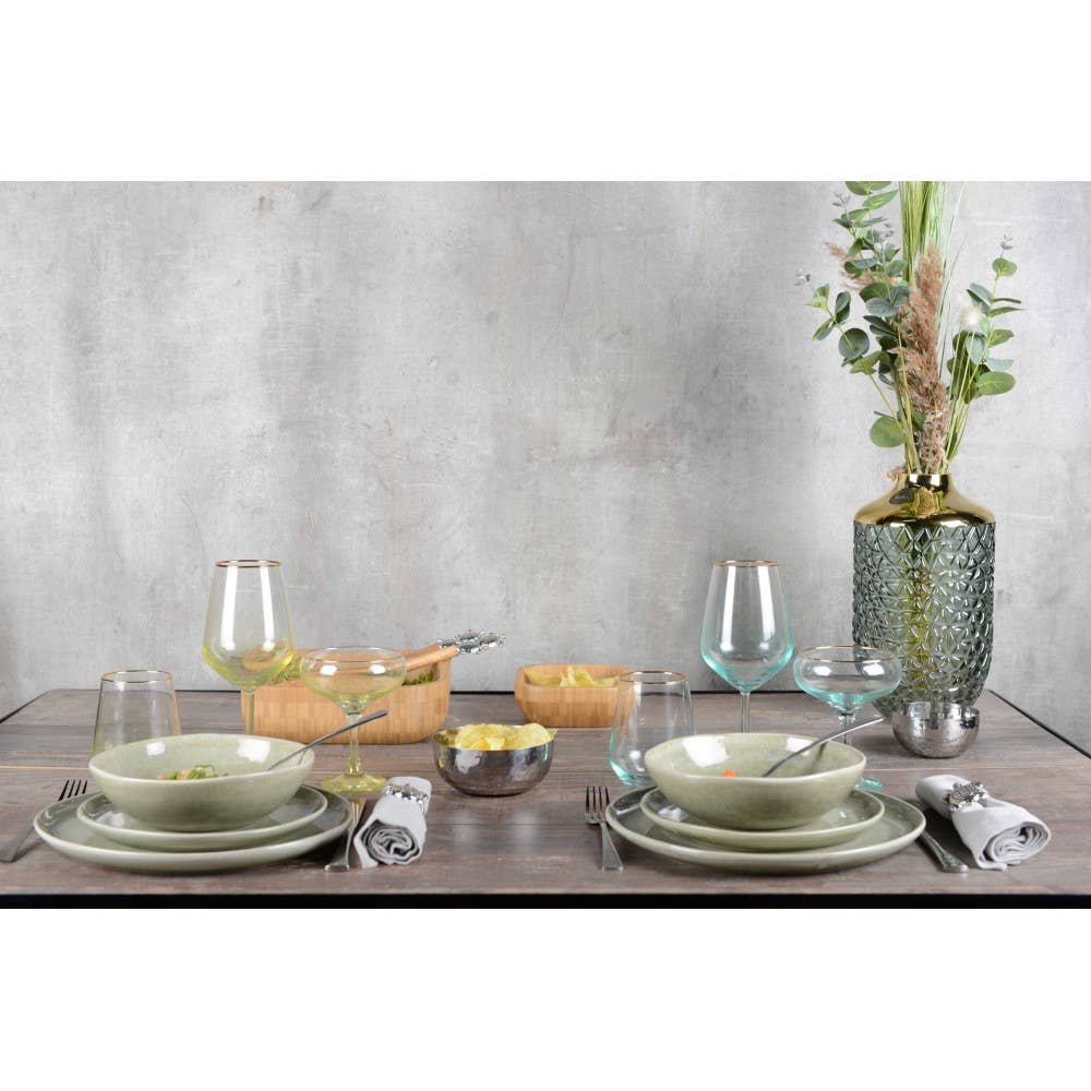 AULICA – Großhandel Vasen – Grüne Vase mit goldenem Rand, 16 x 29 cm2