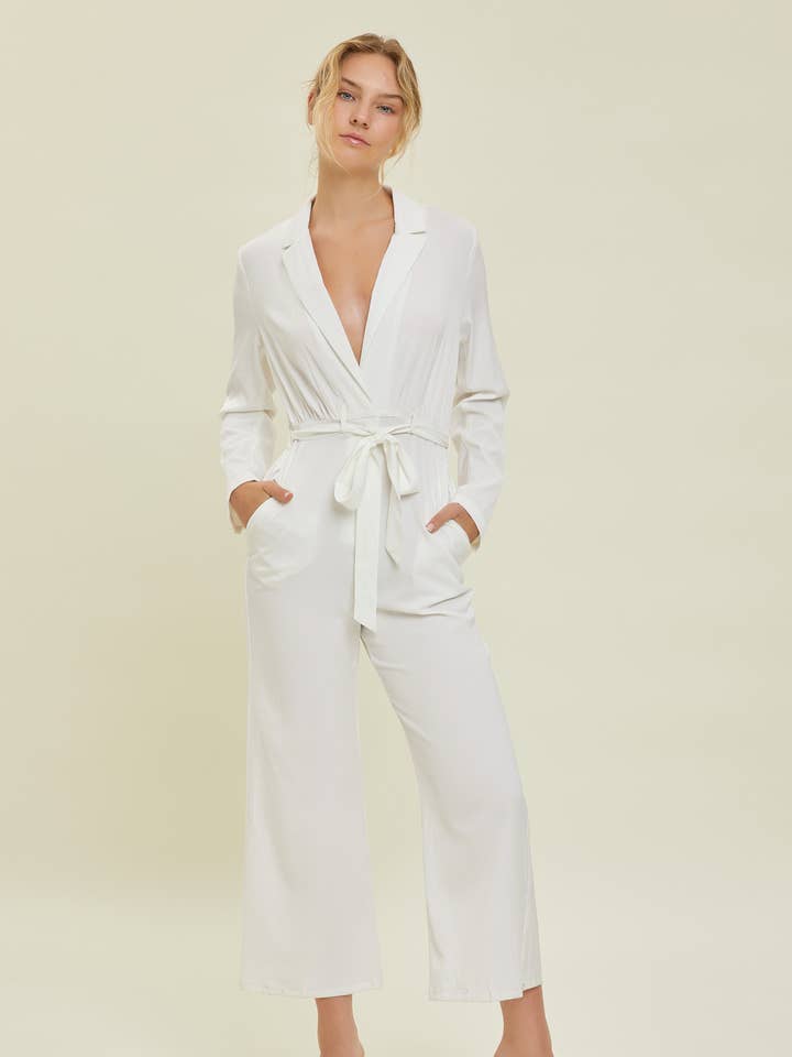 DEEP V-NECK JUMPSUIT for wholesale by Baevely by Wellmade USA