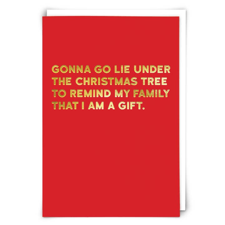 Holiday Lie Under Greeting Card for wholesale by Redback Cards - ALL duties and tariffs paid