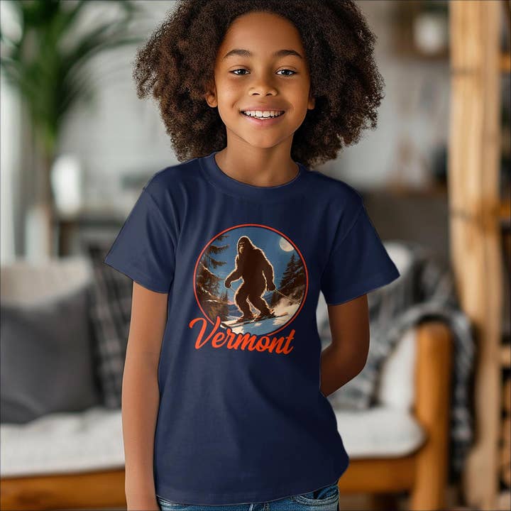 RetroPlanet - Wholesale Screen-printed t-shirt – Kids - Vermont Bigfoot Ski Youth T-Shirt Unisex XS-XL 100% Cotton3