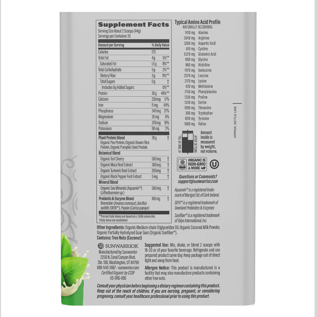 Sunwarrior - Wholesale Protein/Superfood Powder - Unflavored Active Protein - Plant-Based, Gluten-Free4