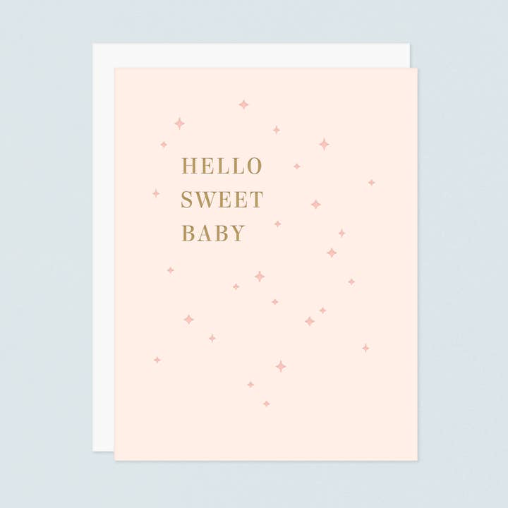 Hello Sweet Baby Letterpress Greeting Card - Pink for wholesale by Missive