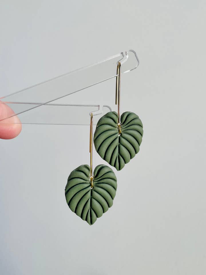 Philodendron Leaf Earrings for wholesale by Joyful Leigh Designed