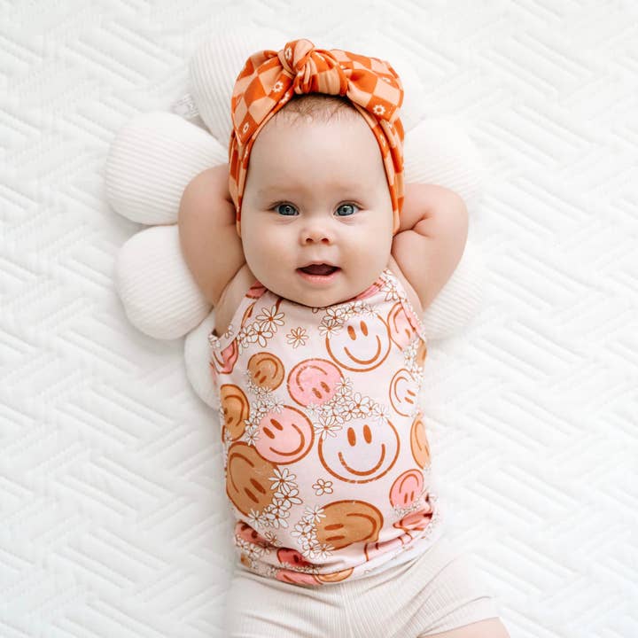 Daisy Checkered Head Wrap for wholesale by Roses and Polkadots Boutique