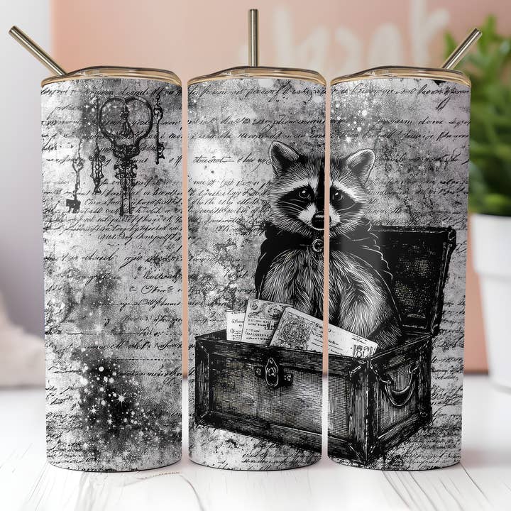 Vintage Raccoon - Halloween 20oz Skinny Tumbler for wholesale by Dogwood Graphics & Design