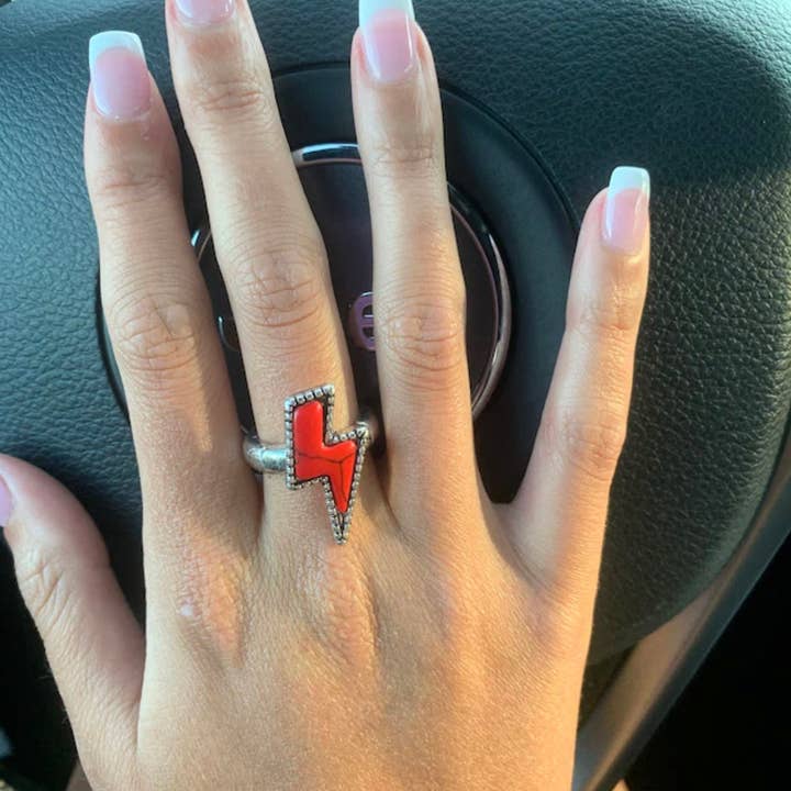 Boho Ranch Shop - Wholesale Cocktail/Statement Ring - Western Lightning Bolt Thunder - Ring3