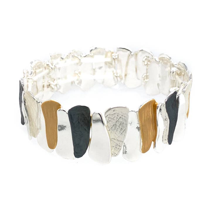 Tri-farve forsølvet elastisk armbånd for engroshandel hos Signé