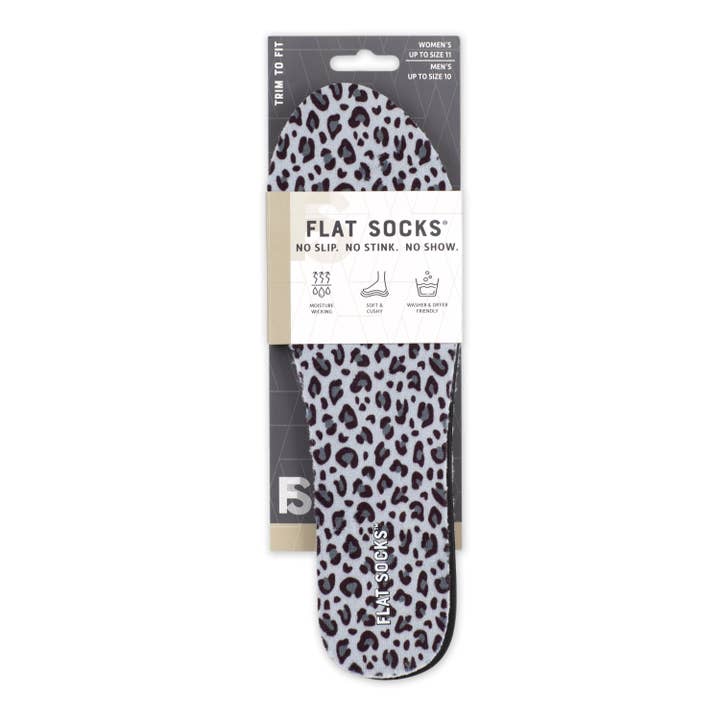 FLAT SOCKS - Wholesale Socks - Women's - Snow Leopard Print FLAT SOCKS