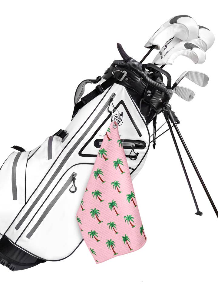 Pink Palm Trees Microfiber Golf Towel - Set of 2 for wholesale by Playing It Forward