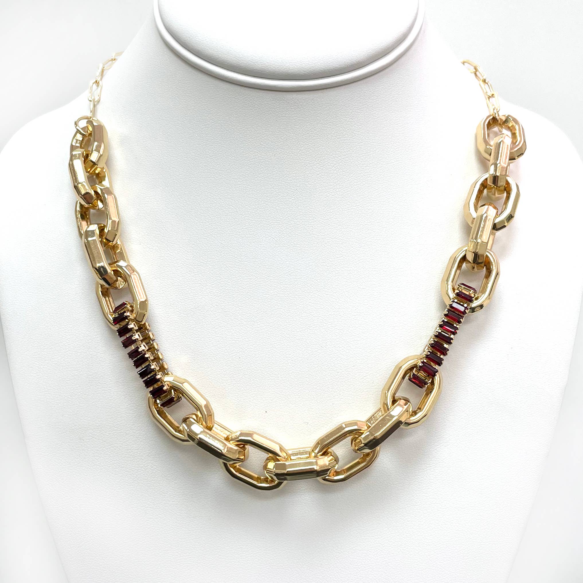 StarryNYC – wholesale Kedjehalsband – Tjock kedja kopplad med baguette pärlhalsband5