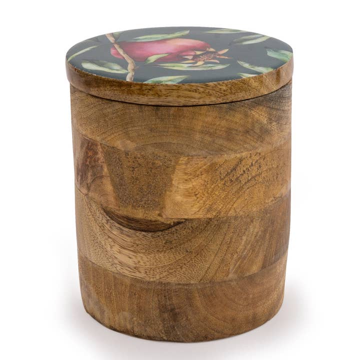 Candlelight Products Ltd – wholesale Jar – Pomegranate Large Wooden Storage Jar Green 20cm 4PK