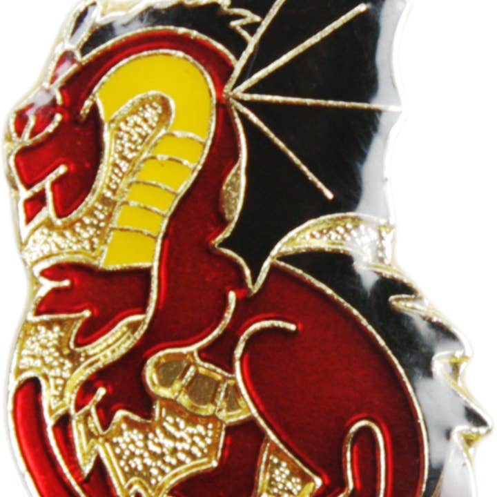Enamel Pin - Dragon - Red With Gold And Black for wholesale by Square Deal Recordings & Supplies