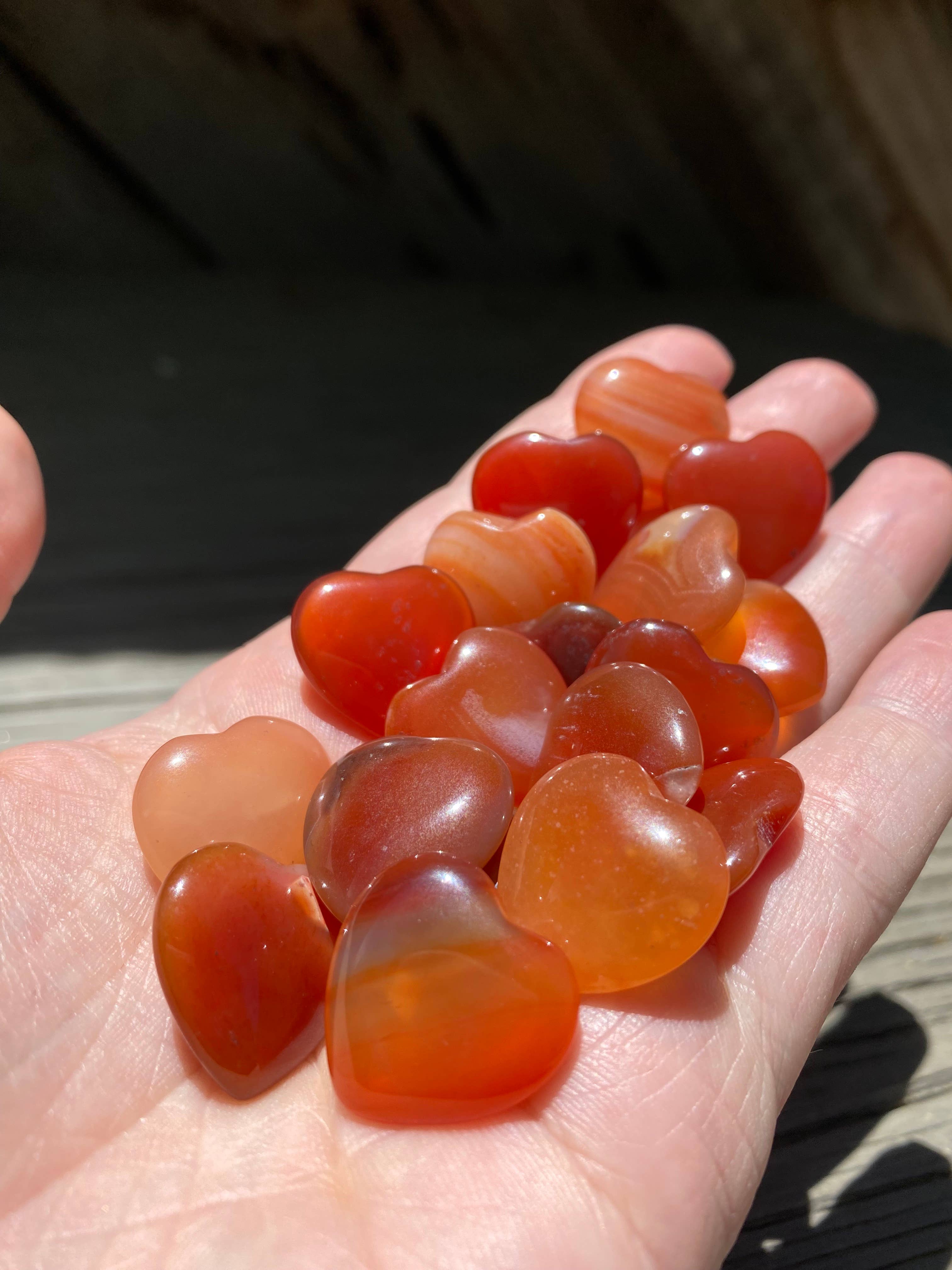 Wax Apothecary - Wholesale Spiritual Stone/Crystal - ❤️ Red Carnelian Crystal Mini Heart Stones 🧡✨1