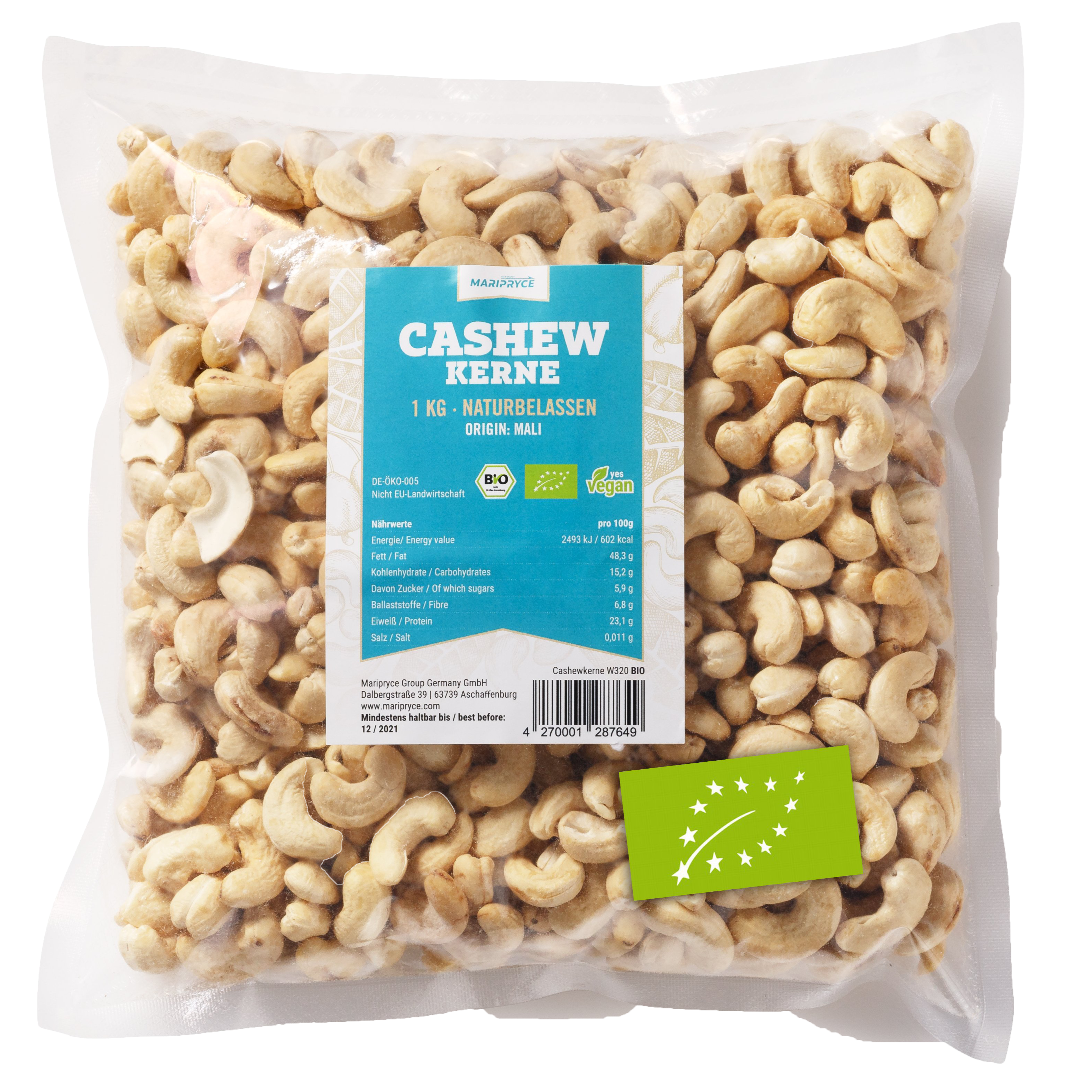 Maripryce - Vendita all'ingrosso Frutta secca - Anacardi biologici naturali 1 kg2