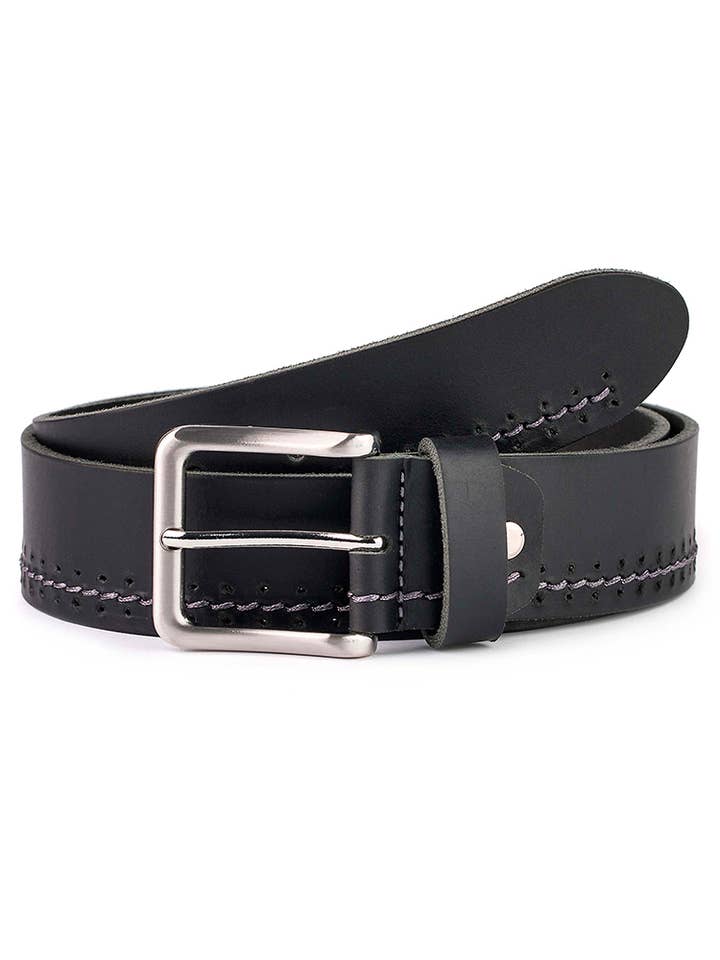 Ceinture en cuir antique avec surpiqûres latérales. pour la vente par VALTICO