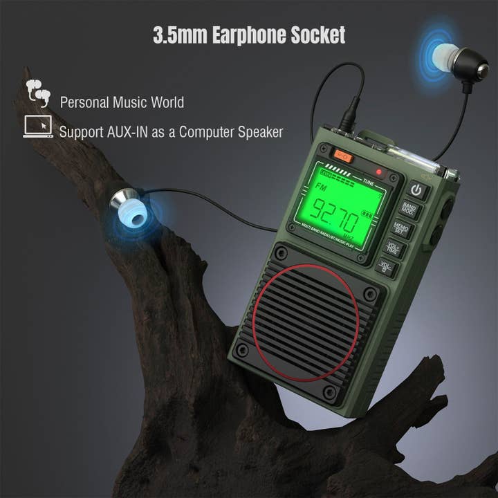 Radioddity - Wholesale Speakers - Raddy RF75A Shortwave Radio | Bluetooth 5.0 APP Control | FM AM VHF SW WB | Type-C Charging | SOS Flashlight5