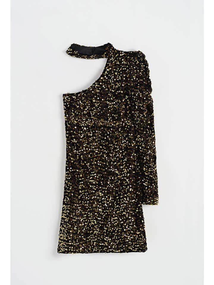 Chilli Girl Collection - Wholesale Dress - Women's - Asymmetrical mini dress with sequin details 4