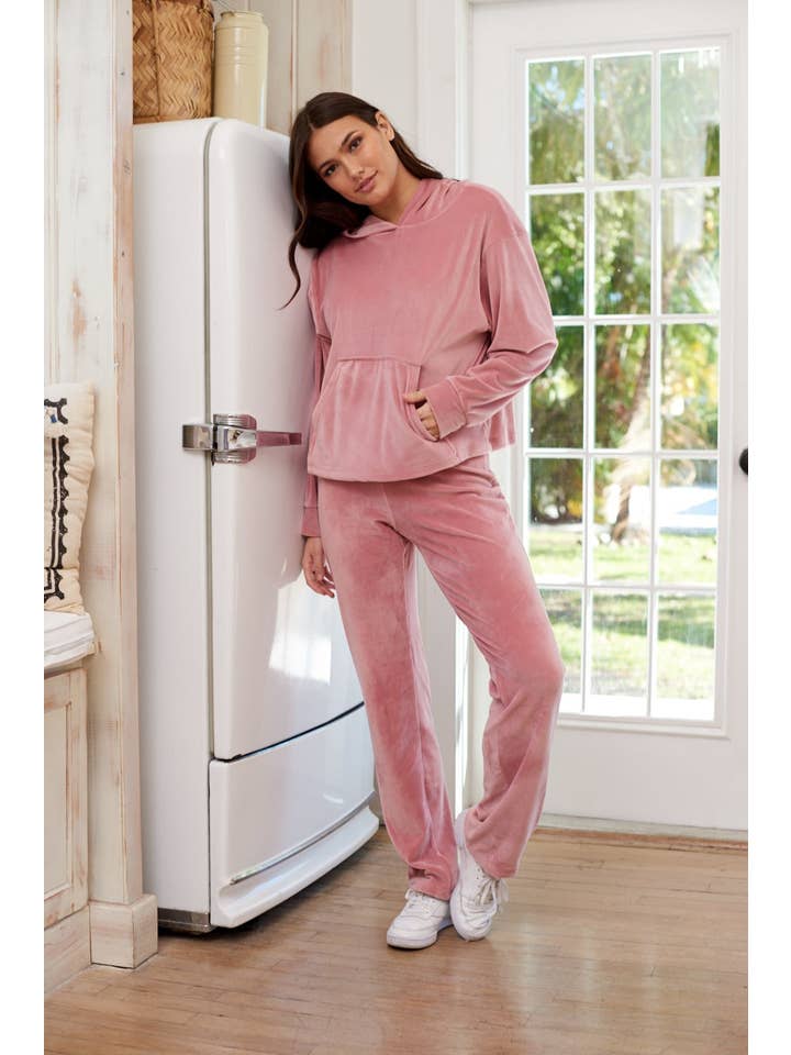 Empowear LLC – Engroshandel Loungesæt - Dame – Elsker Casual Så Blød Velour Hoodie og SweatPant 2-pc Sæt