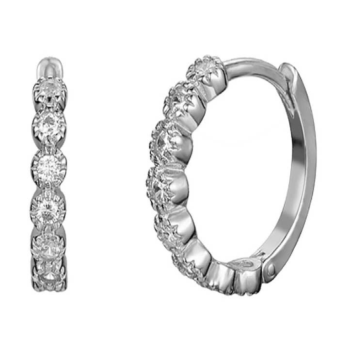 Brinco de zircônia - argola - zircônia branca - prata por atacado de Buganto