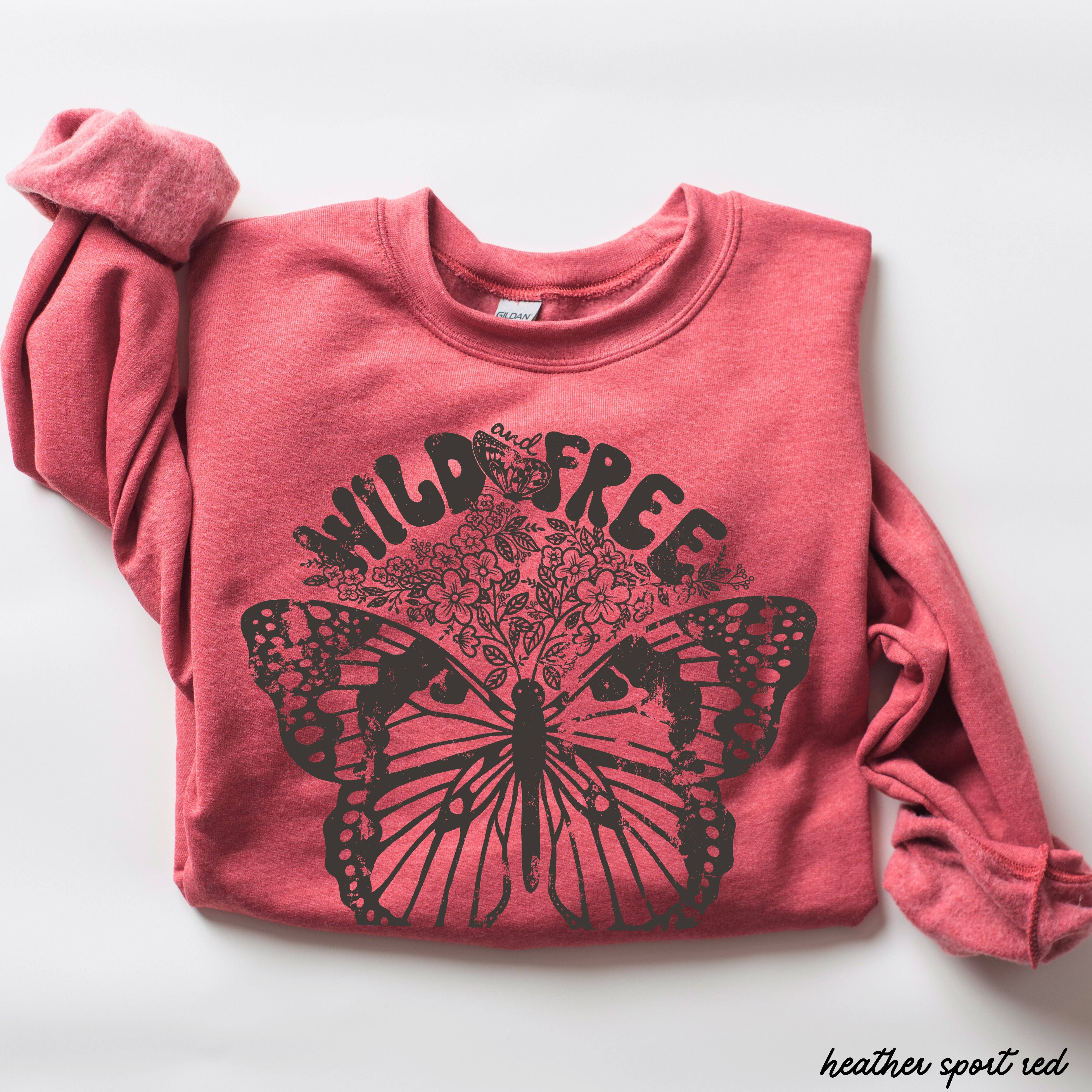 Chloe Vs Tank - Wholesale Graphic Sweatshirt - Unisex - Wild and Free Butterfly Sweatshirt *5 Colors (S-3X)8