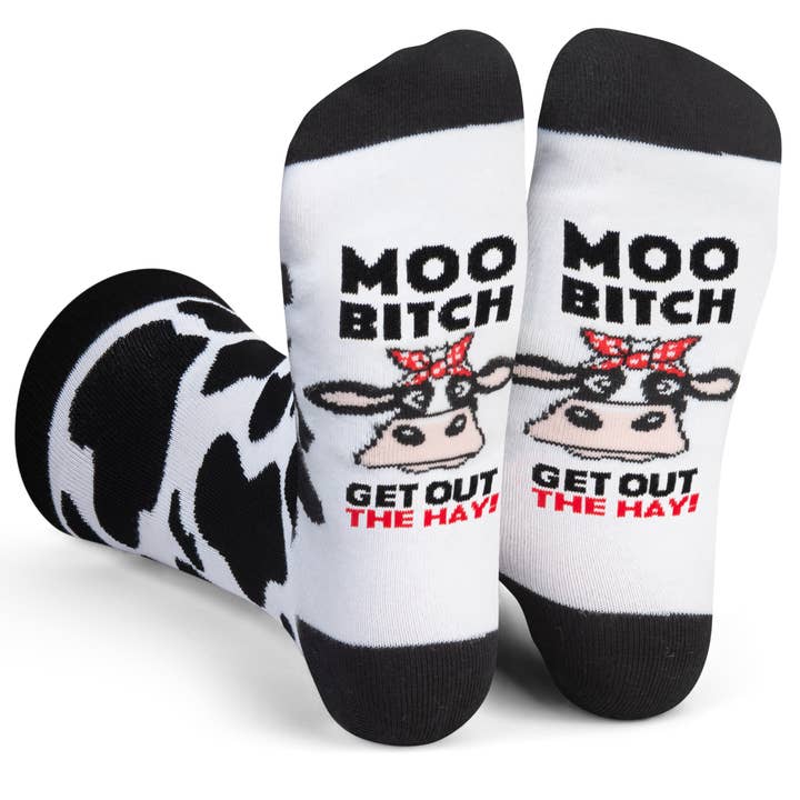 Lavley - Wholesale Socks - Unisex - Moo Bitch, Get Out The Hay! Cow Socks0