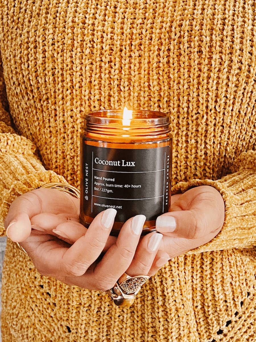 OLIVE NEST - Wholesale Jar/Filled Candle - *Best Seller* Coconut Lux Soy Blend Wood Wick Candle2