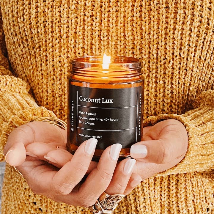 OLIVE NEST - Wholesale Jar/Filled Candle - *Best Seller* Coconut Lux Soy Blend Wood Wick Candle2