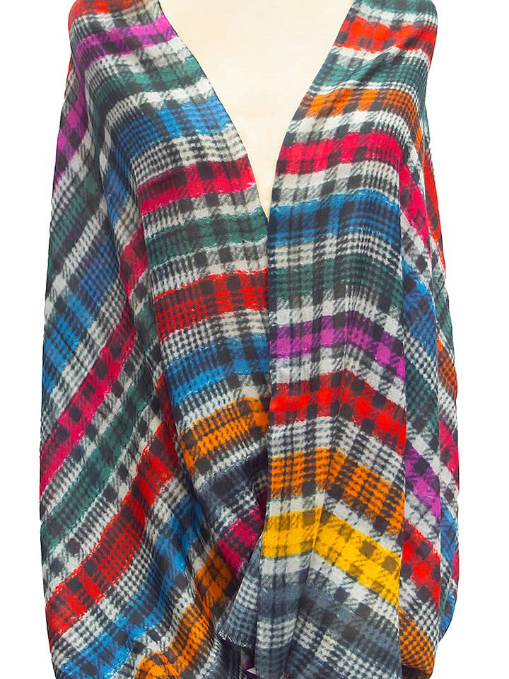 Multicolor Padrão Escocês Wool Roubado por atacado de ROGER LAHMY