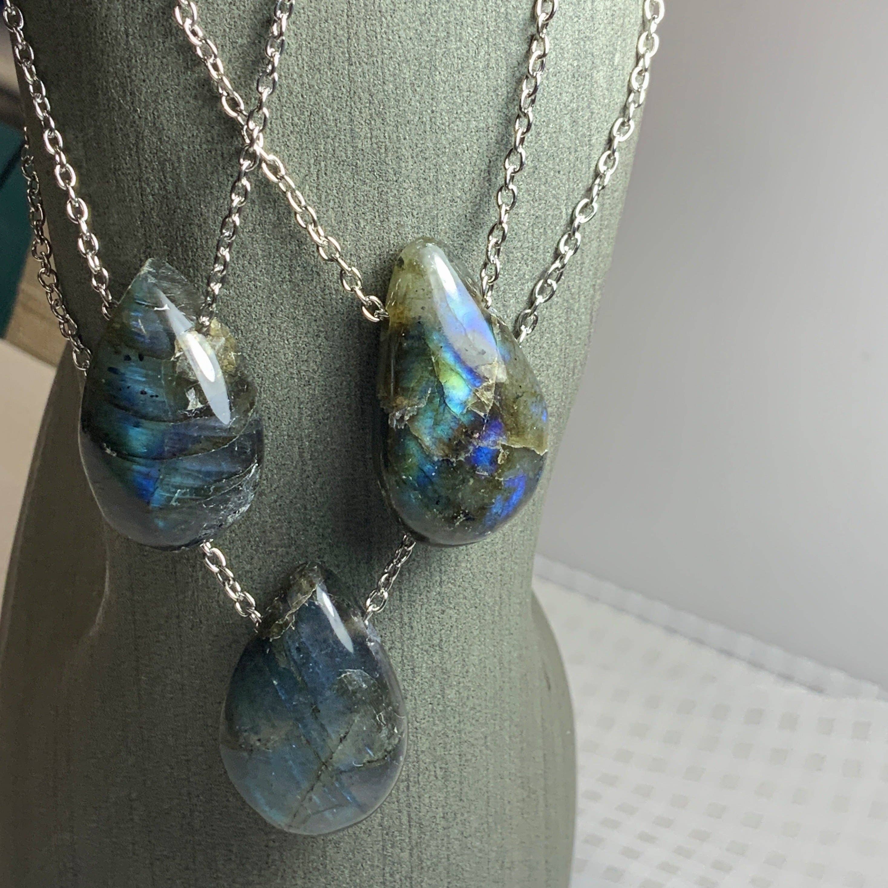 Peace Love Bling - Wholesale Pendant/Charm Necklace - Magical Labradorite Drop Necklace4