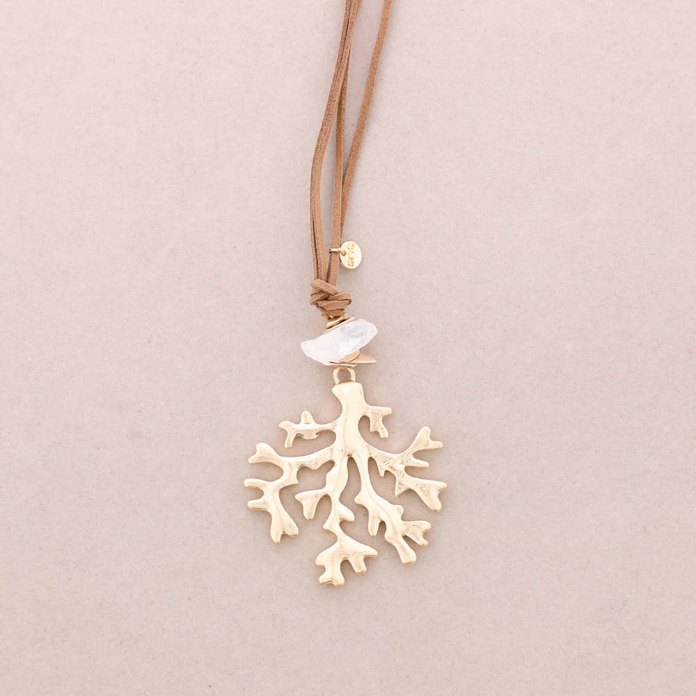 Sonata – Engroshandel Halskæde med vedhæng – Lang halskæde med koralvedhæng i metal0