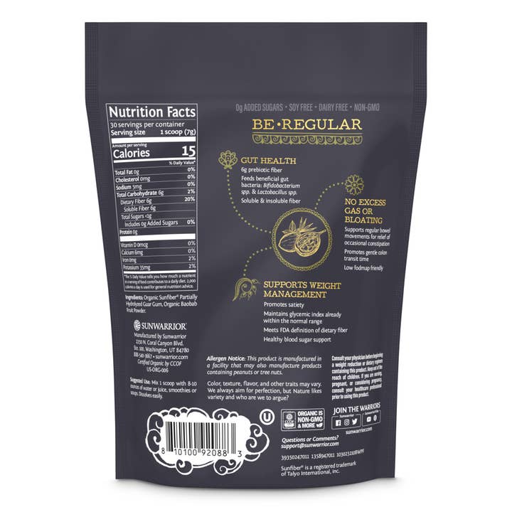 Sunwarrior - Wholesale Protein/Superfood Powder - Be Well Prebiotic Fiber Powder Supplement - Organic