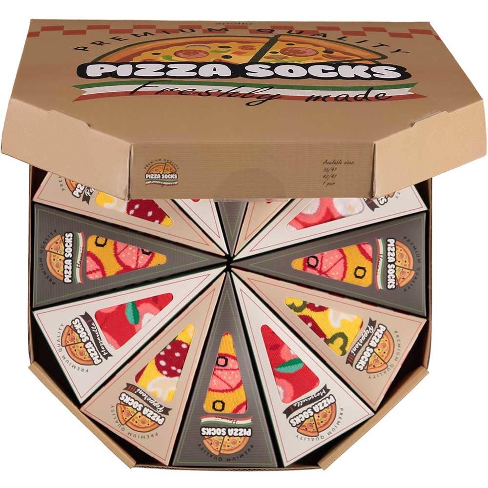 TRAAGOODS.COM – Großhandel Socken - Unisex – Pizza-Socken-Box mit 12 Punkten4